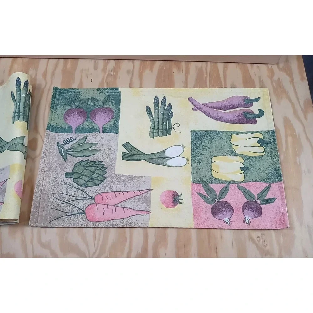 Lot Of 4 Vintage Hartstonz Placemats Vegetable Pattern Cloth Placemats‎ 1996